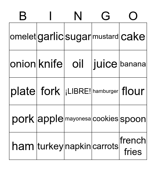 La Comida Bingo Card