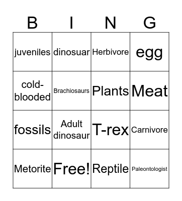 Dino bingo  Bingo Card