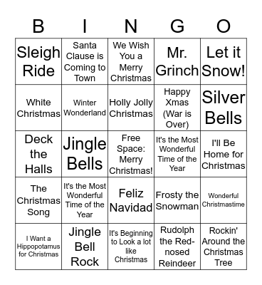 Christmas Card BINGO Card