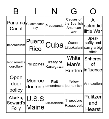 Imperialism Bingo Card