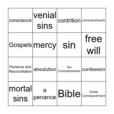 Reconciliation Bingo Card