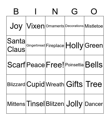 Holiday Bingo Card