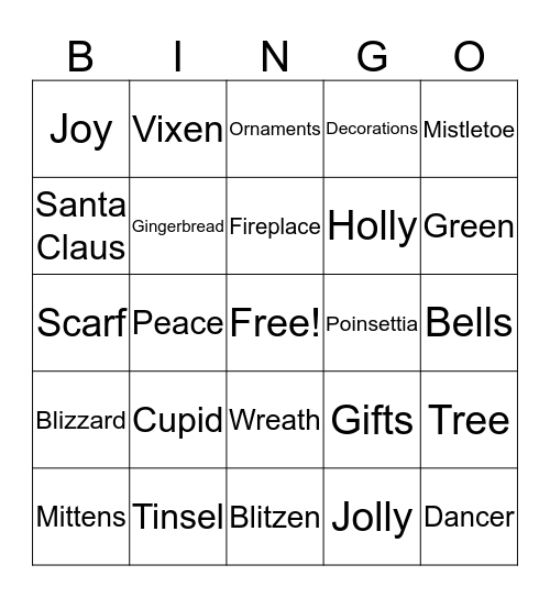 Holiday Bingo Card