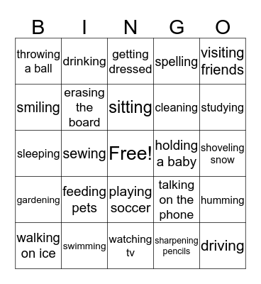 Continuous Bingo Card
