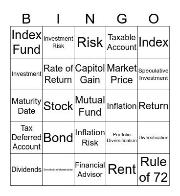 FUNDAMENTALS OF INVESTING Bingo Card