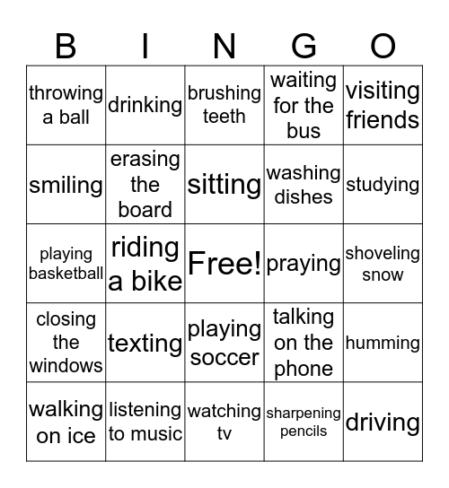 Continuous Bingo Card