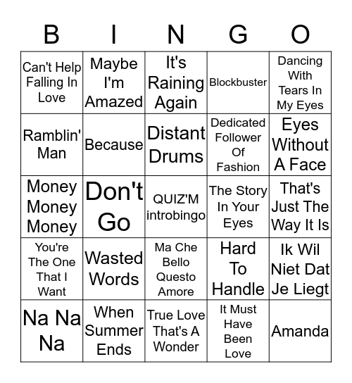 QUIZ'M introbingo Card