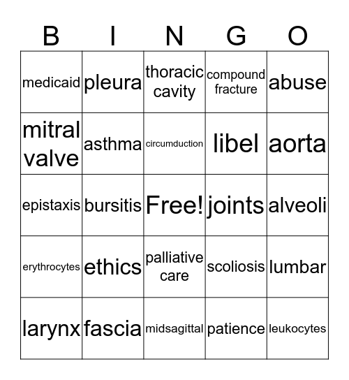 Fall Semester Exam Bingo Card