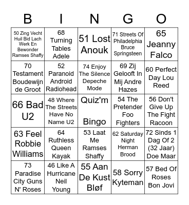 Quiz'm Bingo Card