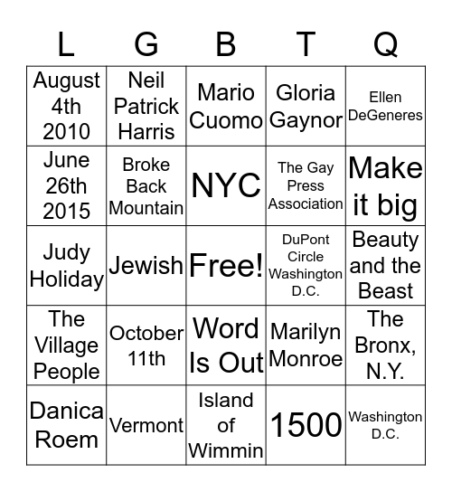 The LOFT Annual Holiday Brunch Bingo Card