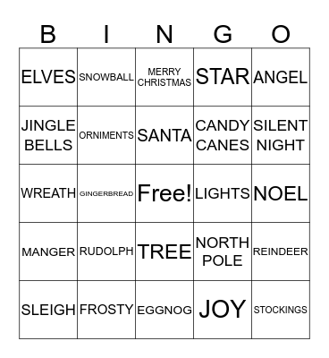 HOLIDAY BINGO Card