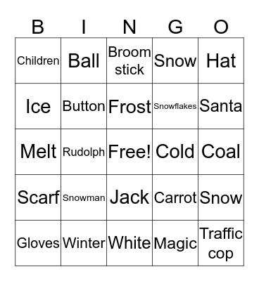 Snowman Bingo Card