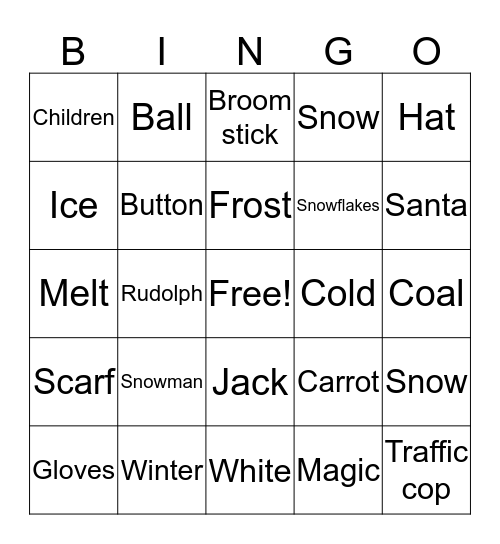 Snowman Bingo Card