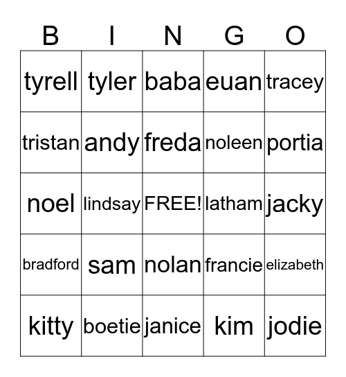 FAMILY Bingo Card