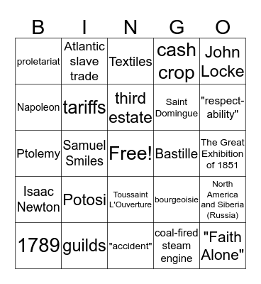 Forces Bingo Card