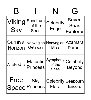 Expedia CruiseShipCenters Bingo Card