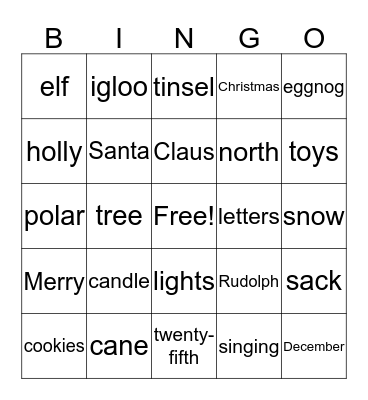 Christmas Bingo Card