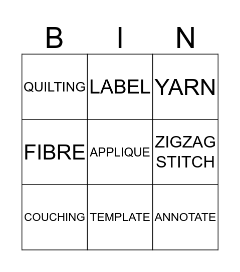 D&T TEXTILES BINGO Card