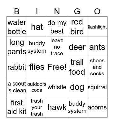 paws on the path Bingo Card