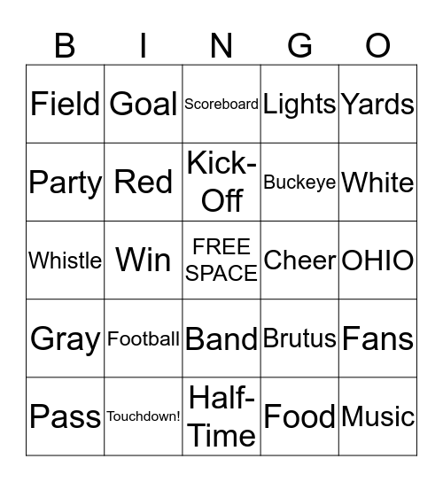 Buckeye Bingo! Bingo Card