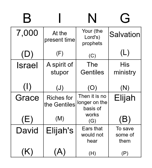 11:03-11:14 Bingo Card