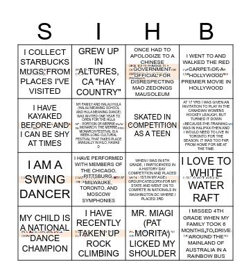 WHO AM I SCAVENGER BINGO Card