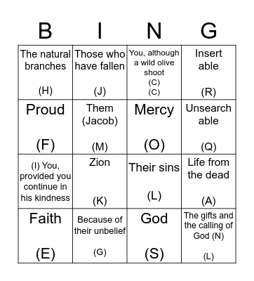 11:15-11:36 Bingo Card