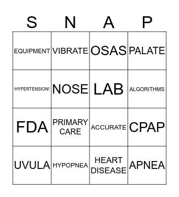 SNAP Bingo Card