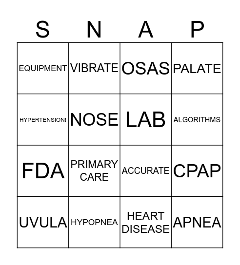 SNAP Bingo Card