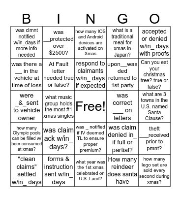 Colorado Regulations Bingo Card