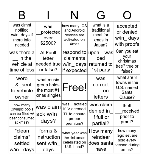 Colorado Regulations Bingo Card