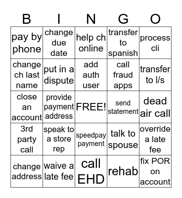 Work fun sheet Bingo Card