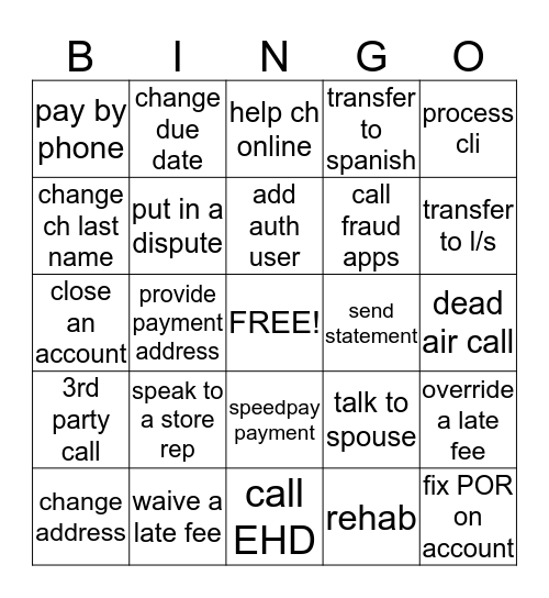 Work fun sheet Bingo Card