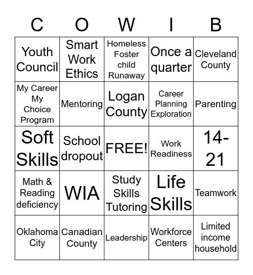 Volunteer Bingo Card