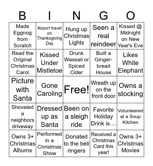 Christmas Bingo Card