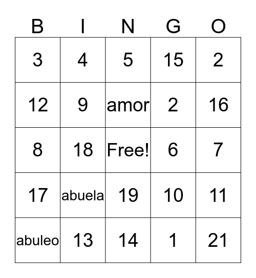 bingo samle with mom Jules Bingo Card