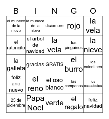 Feliz Navidad Bingo Card