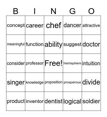 English Discussion 10  Bingo Card