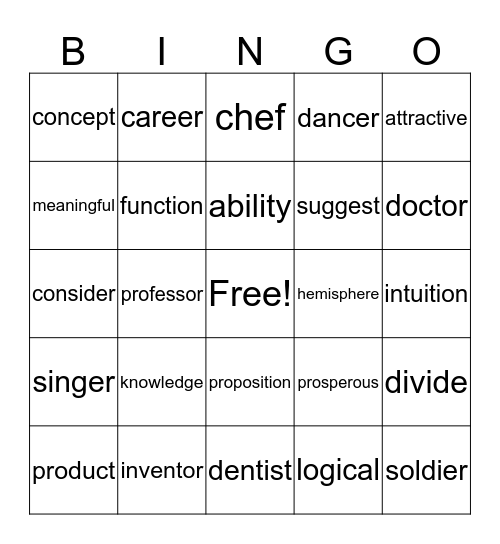 English Discussion 10  Bingo Card