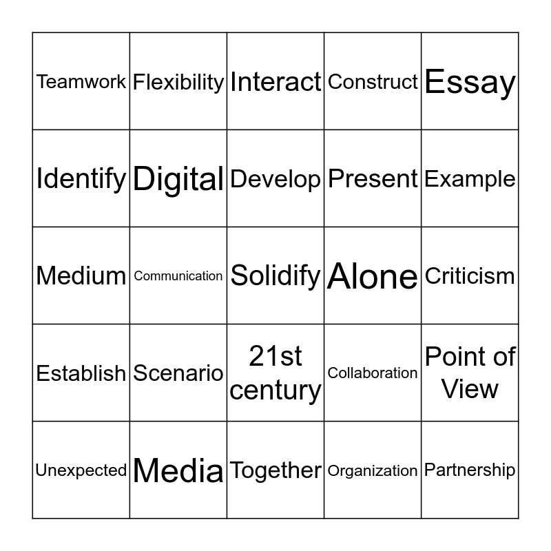 Teamwork Bingo Card