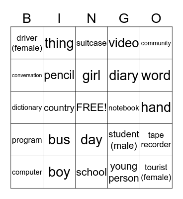 Lección uno Bingo Card