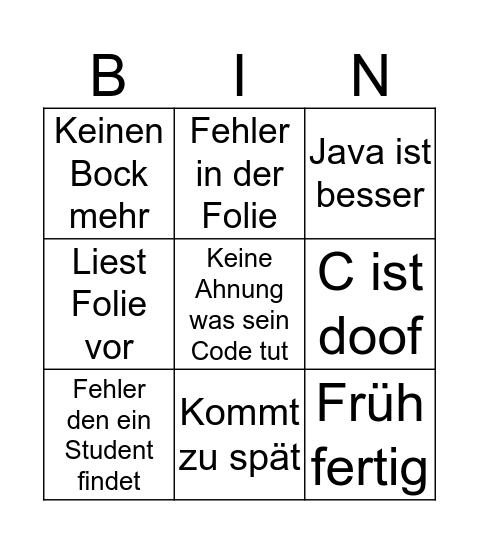 Berl Bingo Card