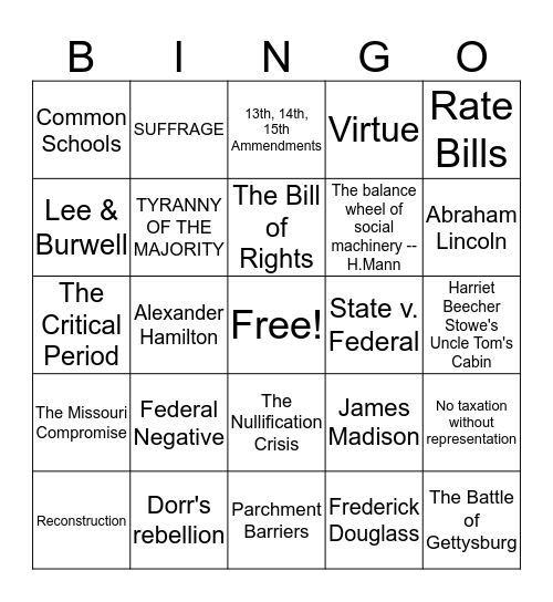 THEMES  Bingo Card