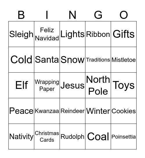 HOLIDAY BINGO Card