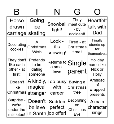 Christmas Movie Bingo Card