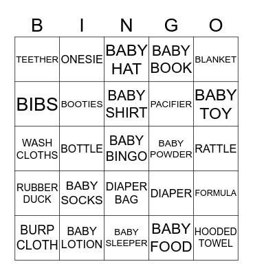 BABY SHOWER BINGO Card