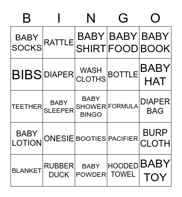 BABY SHOWER BINGO Card