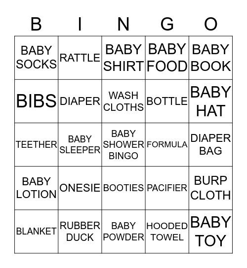 BABY SHOWER BINGO Card