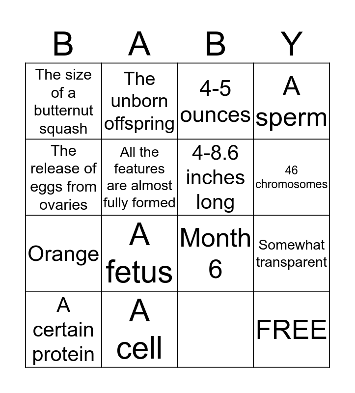 Pregnancy Bingo JazzyRebecca Bingo Card