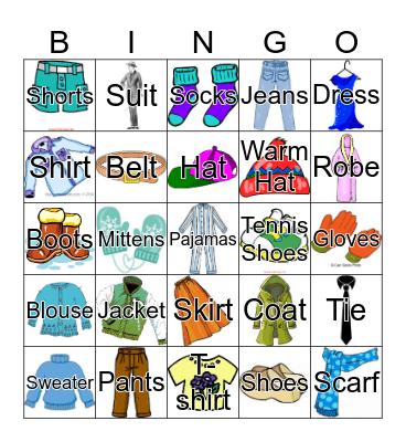 Clothes Bingo Card